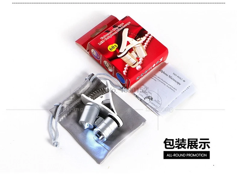 Dhl 50 шт 60X Универсальный мобильный телефон мини портативный зажим светодиодный