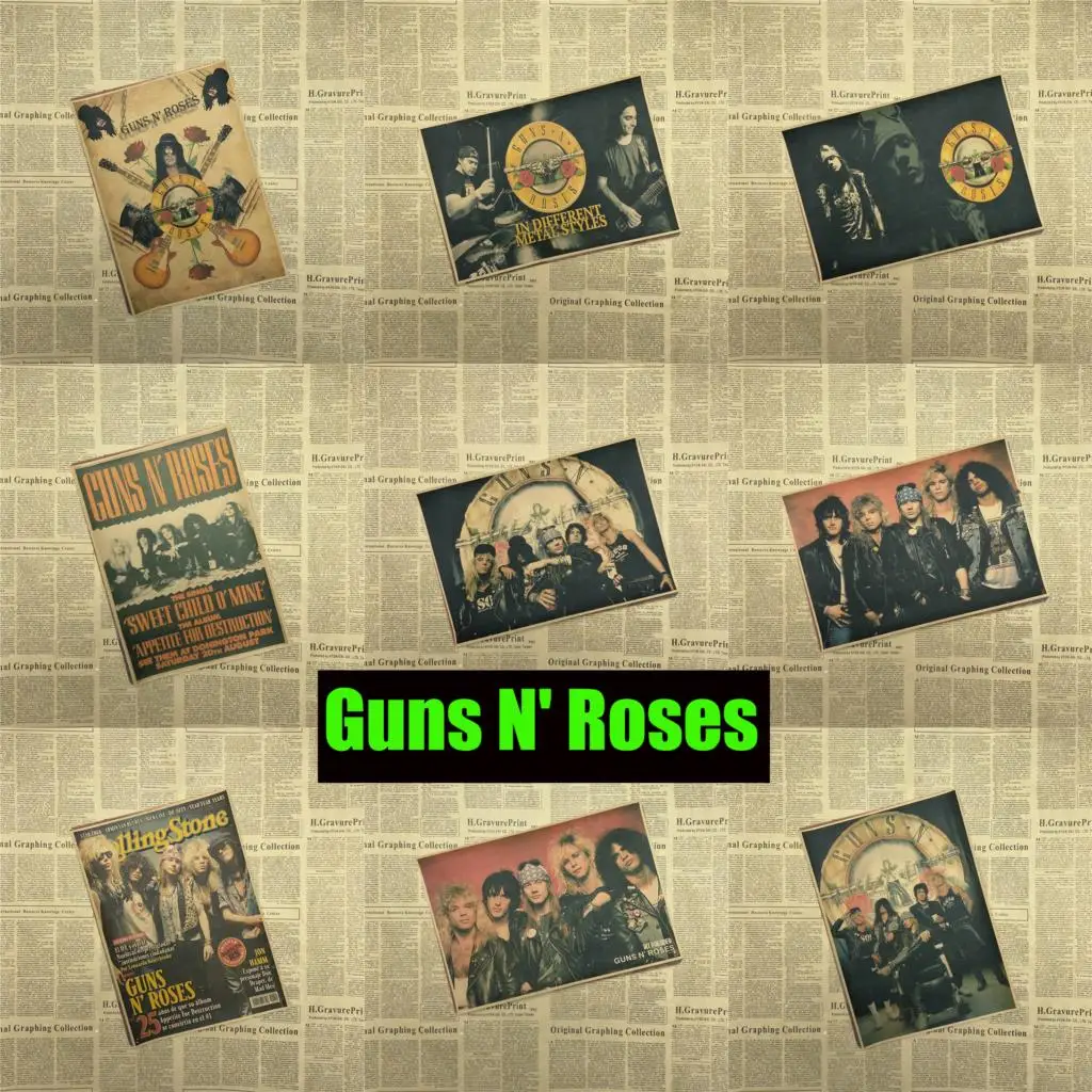 Винтажный постер Guns N плакат с розами Slash рок-гитарист картина Мастер ретро -