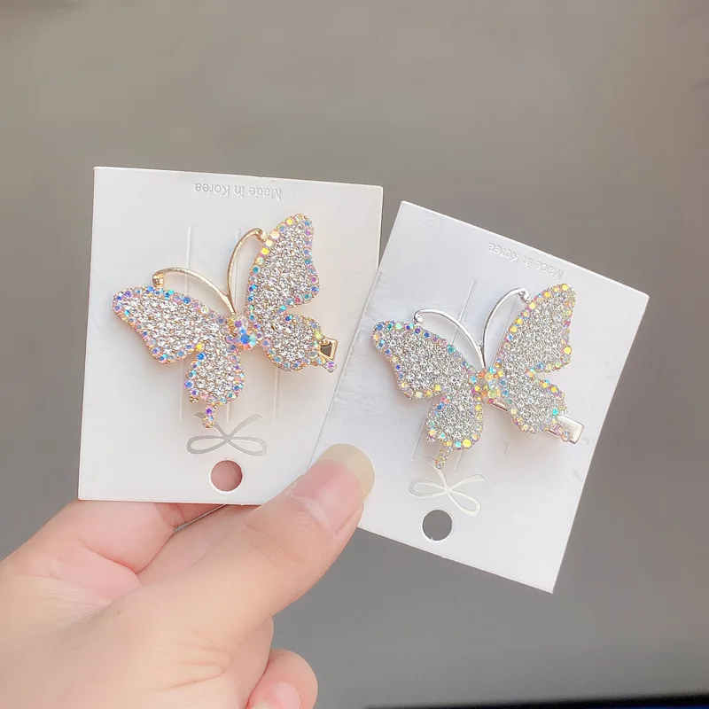 

butterfly Bangs Clip Hairpin Side Luxury Clip Rhinestone Hair Clip Headdress Fashion Cute Fresh Girl Golden Hair Accessoriess