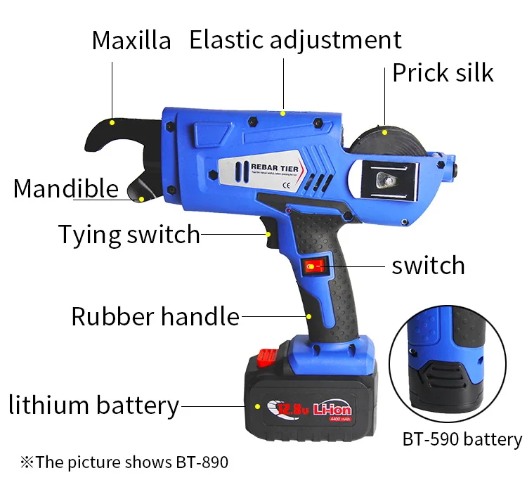 

ODETOOLS Automatic 1.06kgs BT-590 Li-ion Battery Rebar Tying Machine Wire Steel Bar Tie Tying Tools