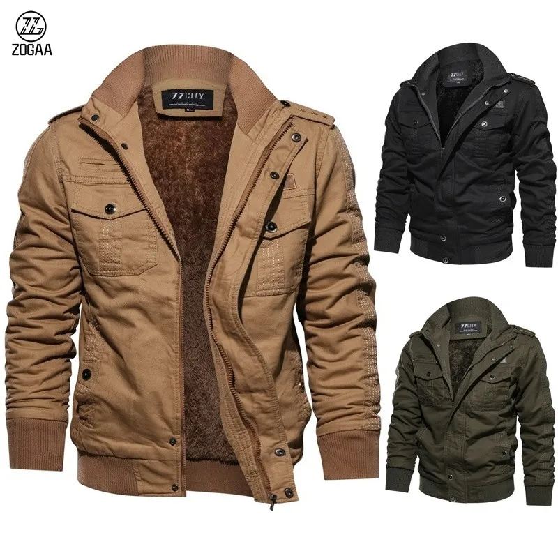 

ZOGAA New Winter Fashion Fur Lined Warm Outdoor Pilot Military Bomber Jacket Coats Army Jackets
