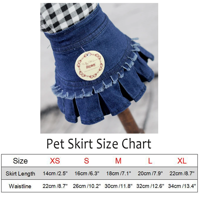 Джинсовая юбка с бахромой для домашних животных плиссированная дизайнерская