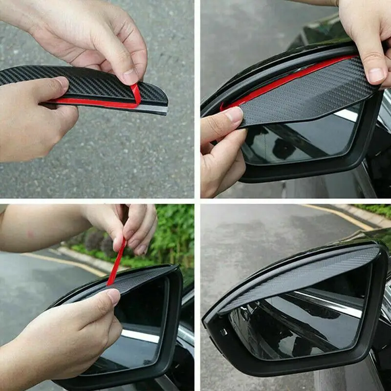 

New Waterproof Carbon Fiber Mirror Rain Visor Guard Right Eyebrow Rain Left Mirror Rearview Car Universal Z8U1