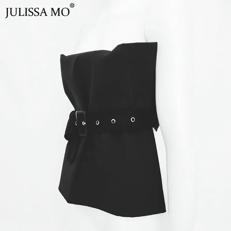 Julissa mo, летние женские топы с открытыми плечами, модные, без бретелек, без рукавов, тонкие сексуальные топы для женщин, повседневный укороченный Топ для женщин