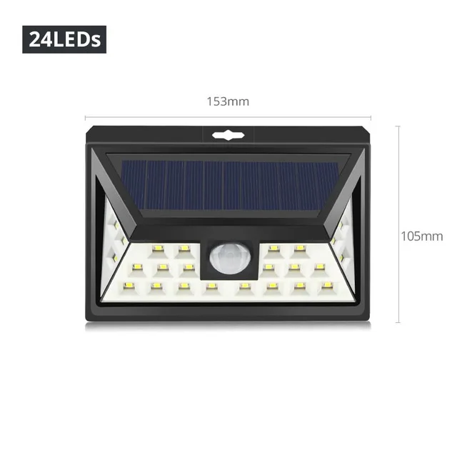 24leds 3Modes Солнечный датчик с силовым приводом светодиодный светильник с датчиком движения Ночной светильник ламинария PIR Обнаружение движения настенный светильник veilleuse - Испускаемый цвет: 24leds 3Modes