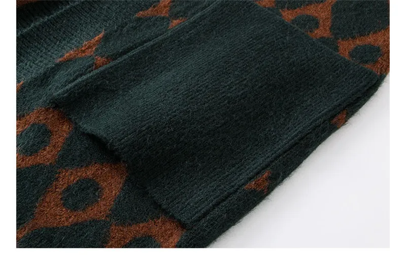 

2020 Spring Autumn Casual Long Trench Coat Women Cartoon Cranes Pattern Cardigan Sweater Knitting Long Outwear Oversized G644