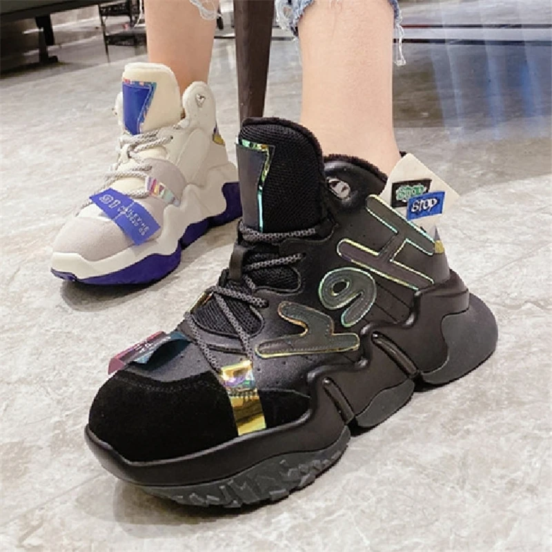 

Platform Women's Sneakers Genuine Leather Handmade Female Chunky Shoes Spring Autumn Fashion Casual Tennis Ladies Running Shoes