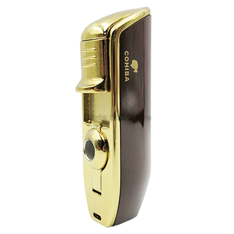 COHIBA металлическая сигарета зажигалка 3 струйный синий фонарь пламя форма змея рот ветрозащитный с удар Подарочная коробка табака курительный инструмент