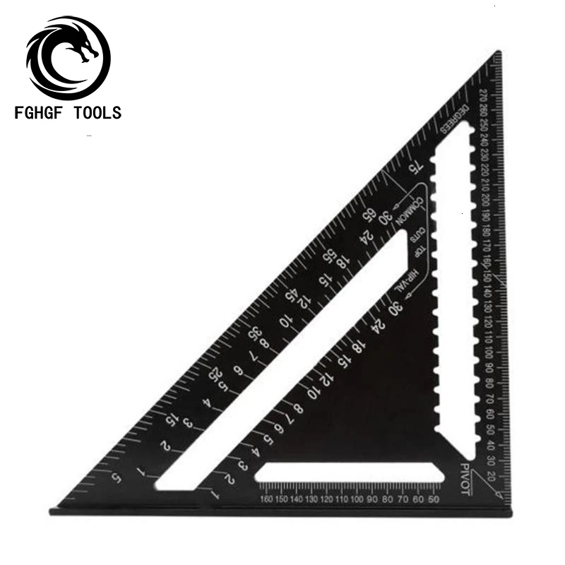 FGHGF 12 дюймов черный Треугольники линейка для деревообработки измерительный