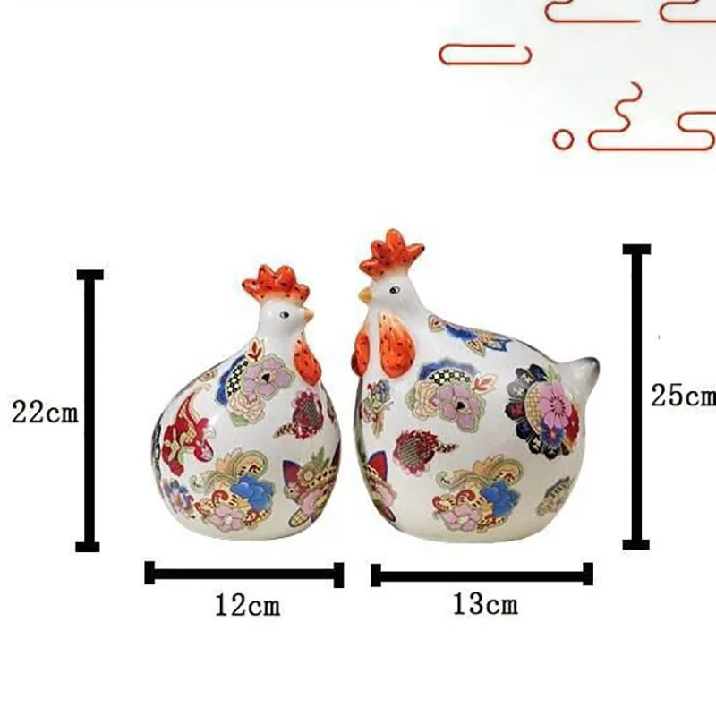 

Rural Chicken Decor Pastoral Ceramic Chicken Decoration Crafts Lucky Feng Shui Living Room Big Cock Opened Shop Home Decoration