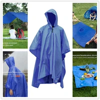3 in 1 hiking poncho rain coat backpack waterproof tarp with hood hunting poncho outdoor camping tent mat awning shelter