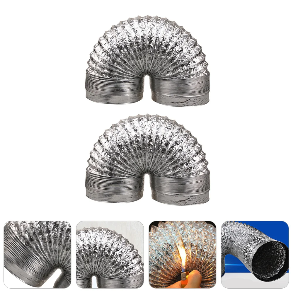 

2pcs Useful Aluminum Foil Vent Hose Flexible Air Duct Replaceable Exhaust Pipe