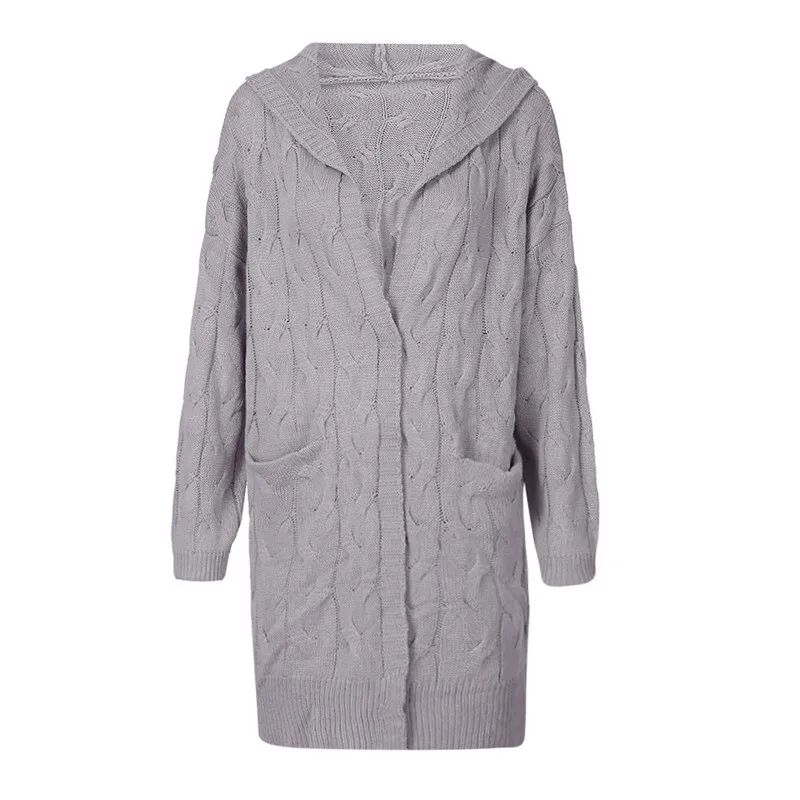 Женский вязаный кардиган с капюшоном свободный Свитер оверсайз длинным рукавом