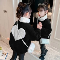 childrens clothing kids suede jacket 2021 new clothing girls baby fluffy coat babys warm jacket stand up collar outwear love