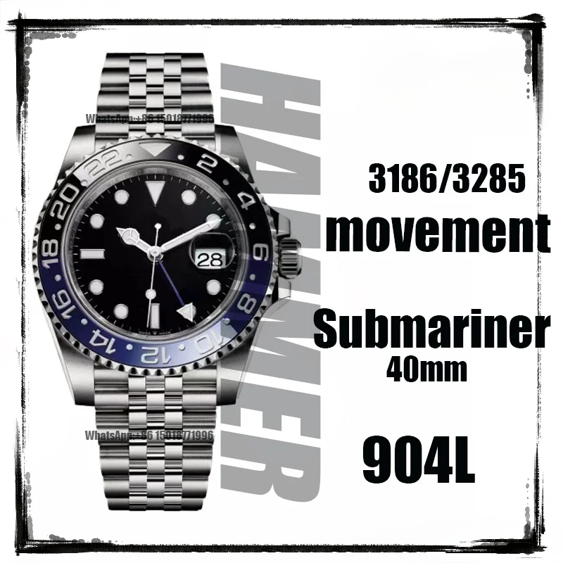 

Men's Automatic Mechanical Watch 40MM GMT Master II 126710 BLNR Black/Blue 904L SS VSF 1:1 AAA Best Edition Bracelet A3285 (CHS