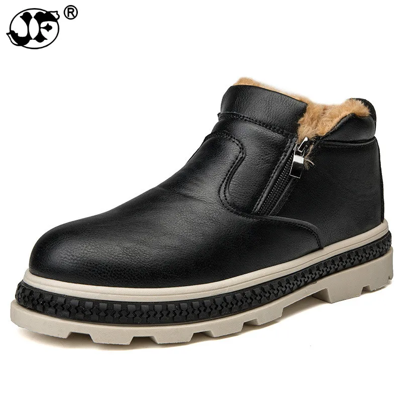 

New Style Warm Snow Men'S Boots Slip on Fashion Casual Men Martin Boots Hard-Wearing Round Toe Winter Fur Men Shoes asas5