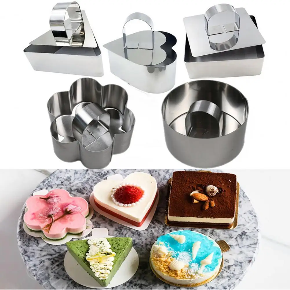 

Mini Baking Ring Heat-resistant Multi-purpose Corrosion Resistant Stainless Steel Mousse Cake Mold Ring for Kitchen