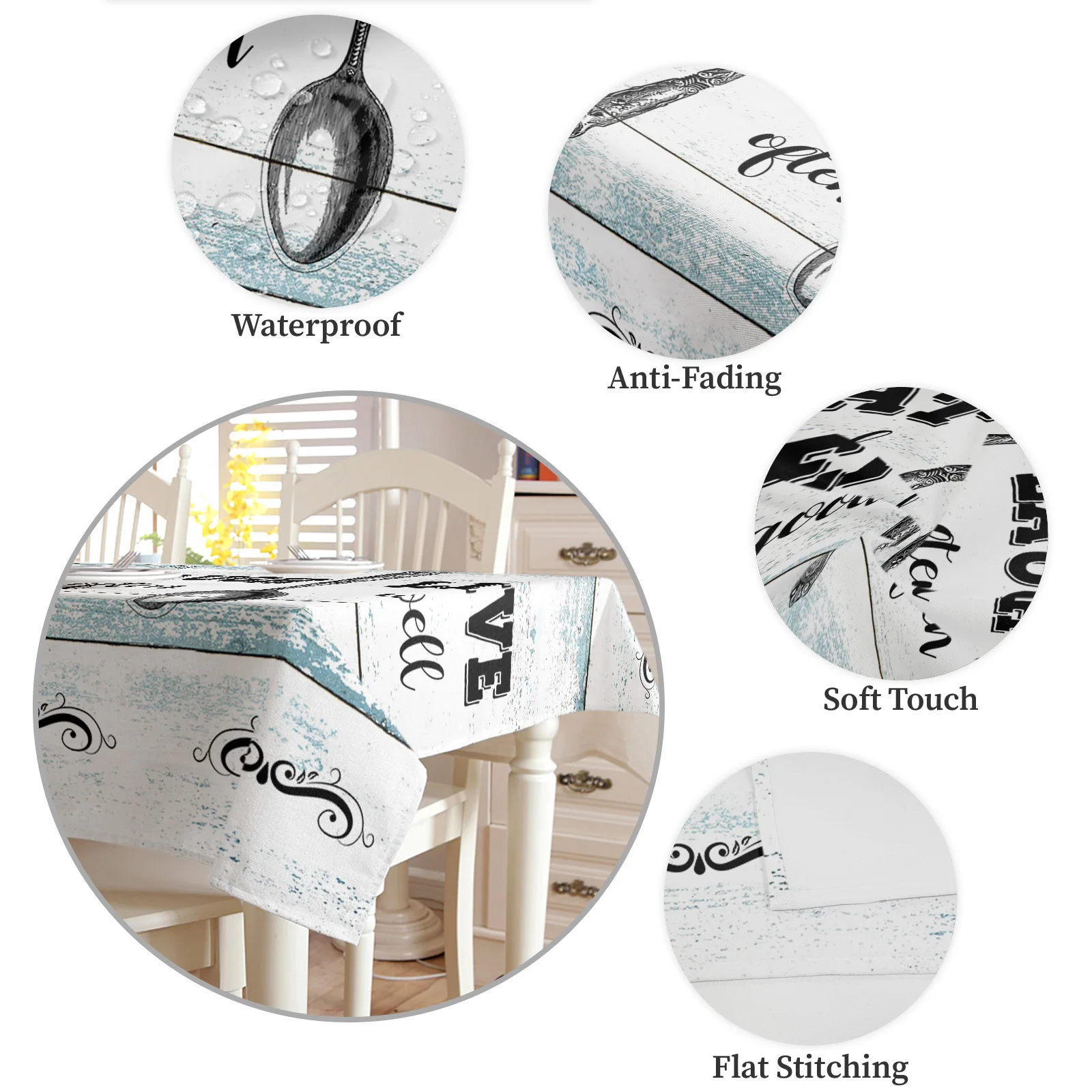 Водонепроницаемая скатерть в стиле ретро для кухни вилки ложки древесины