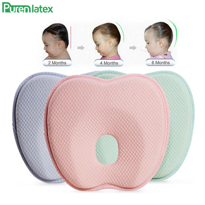 

Purenlatex Newborn Baby Head Shaping Pillow 0-12 Months Memory Foam Preventing Flat Head Syndrome(Plagiocephaly) Neck Support