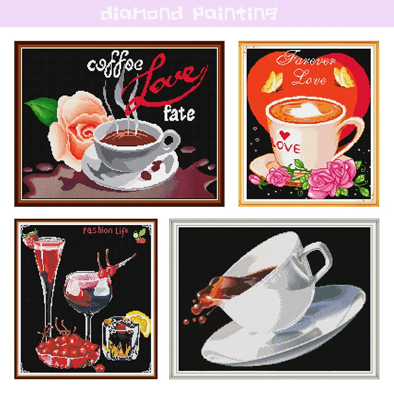 

Full Diamond Painting Tool Square Embroidery Diy 5D Coffee Love Patterns Cross Stitch Set Drill Rhinestone Image Accessories Kit