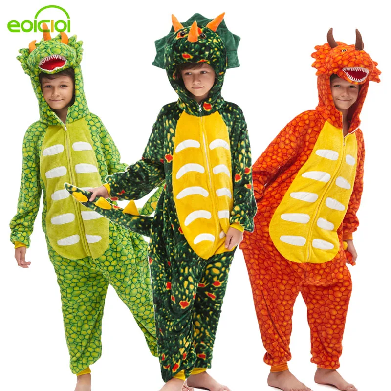 20 NEW дети кигуруми динозавров единорог пижамы комплект зимняя одежда с капюшоном