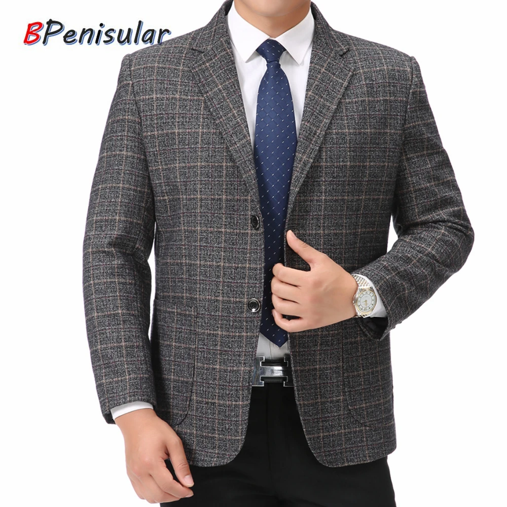 Деловой повседневный мужской джентльменский Weaterm городской костюм клетчатая