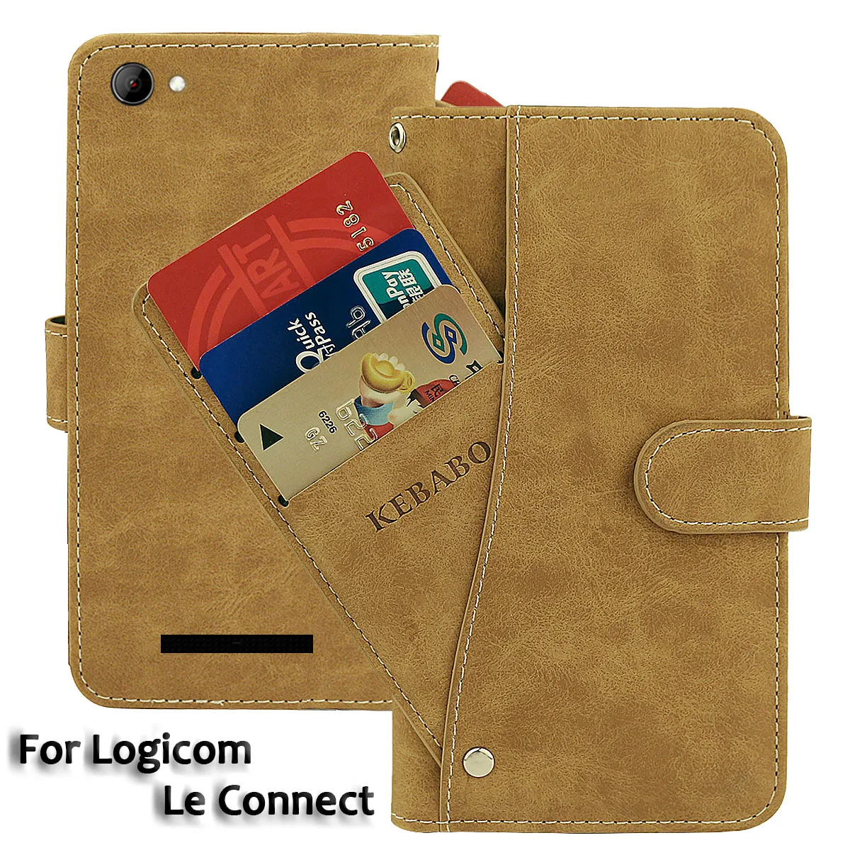 

Vintage Leather Wallet Logicom Le Connect Case 5.45" Flip Luxury Card Slots Cover Magnet Phone Protective Cases Bags