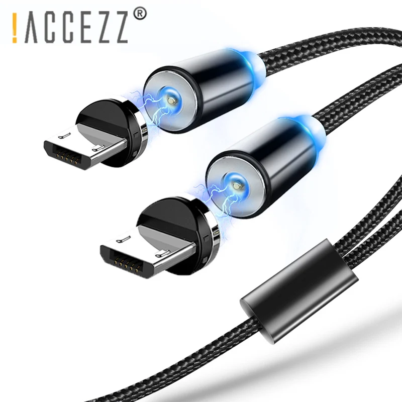 ! Магнитный зарядный кабель ACCEZZ 2 в 1 для iphone 12 11 XS MAX X Micro USB Type C магнитные кабели