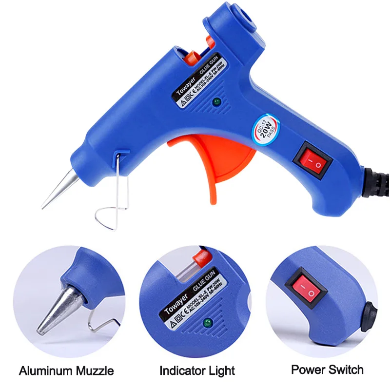 20W Electric Hot Melt Glue Gun Multifunctional Home Mini Heat Temperature switch Tool with Stick | Инструменты