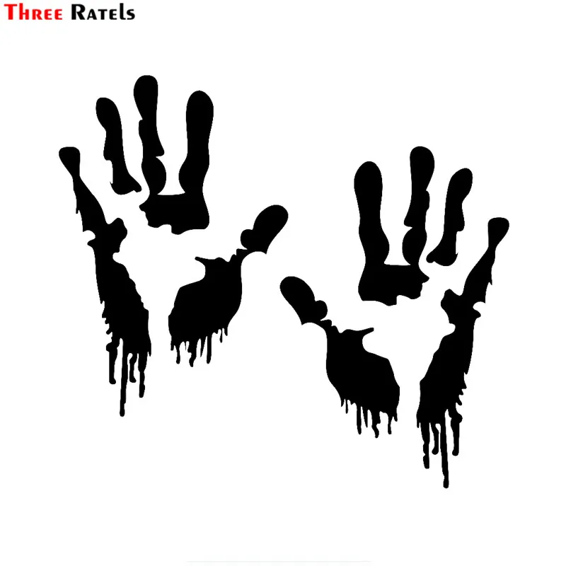 Наклейки на автомобиль Three Ratels FTZ 112 # с кровавыми руками зомби Хэллоуин Ходячие