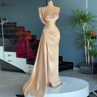 Женское вечернее платье-русалка, длинное платье в мусульманском стиле с кристаллами, атласное платье с разрезом в арабском и дубайском стиле для выпускного вечера, 2021