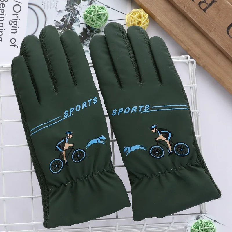 

8-14 years old children's gloves fashion printing casual warm windproof gloves winter plus velvet thick warm ski gloves D57D