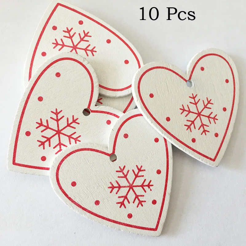 10 шт. в форме сердца с рисунком лося для рождественой елки деревянный подвесной