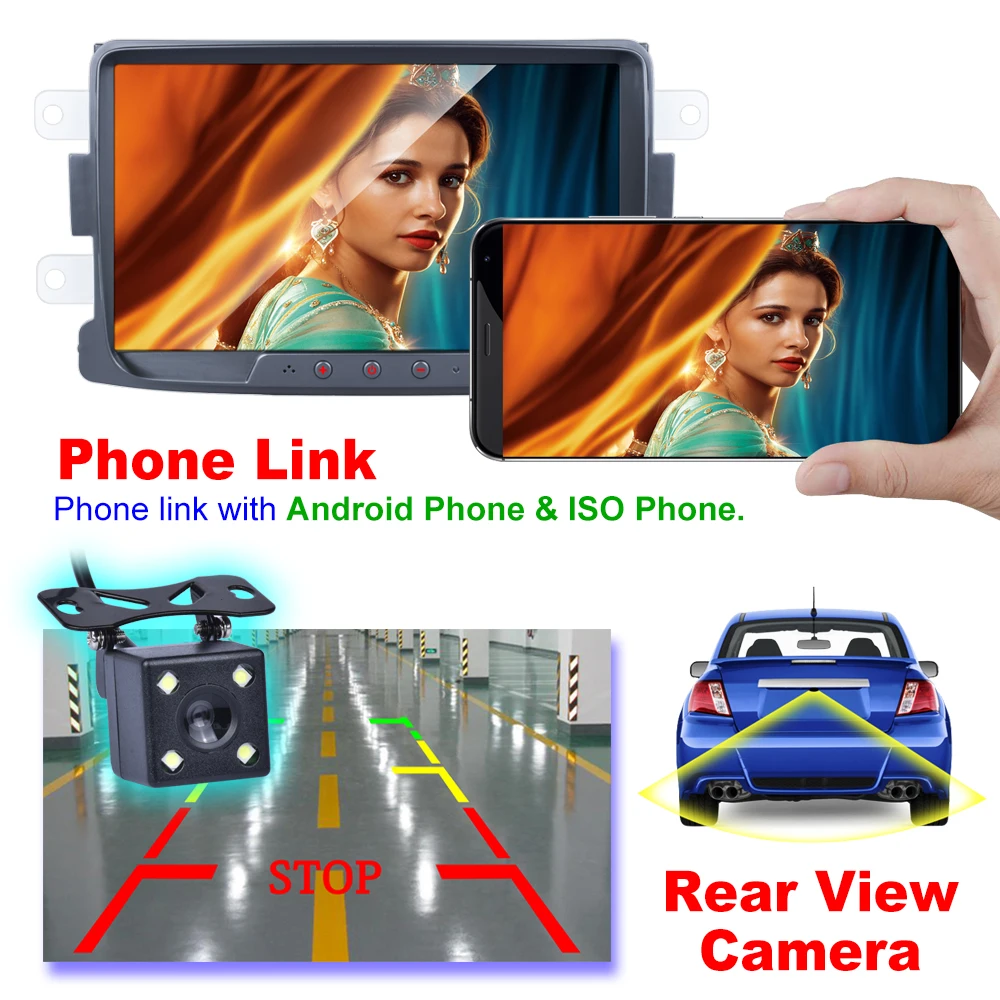 Фото Автомагнитола ESSGOO, мультимедийный плеер на Android 8, с GPS, Wi-Fi, с Mirror link, для Renault Sandero, Duste, Logan, Dokker, типоразмер 2DIN №4