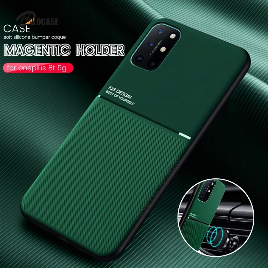 

for oneplus8t case leather texture car magnetic holder phone covers for oneplus nord 8t 8 t 5g matte silicone shockproof coque
