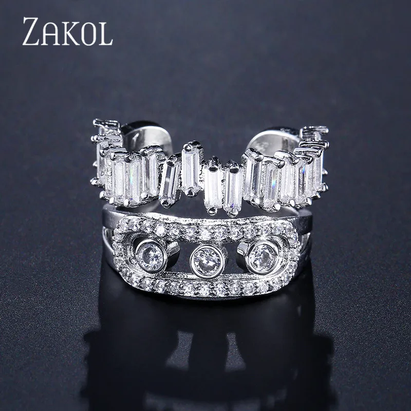 ZAKOL Модный высококачественный Регулируемый Ювелирное кольцо для новобрачных с