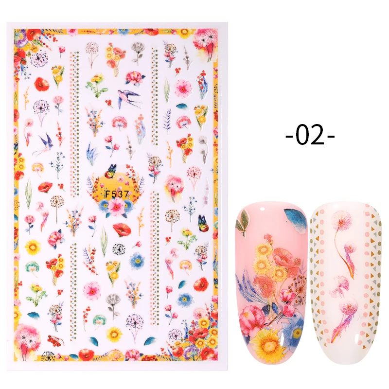 Pattern 2 3D дизайн ногтей перевод рисунка стикер s стикер для ногтей Хэллоуин Тыква цветок листья Весна океан лето пляж украшения для ногтей DIY - Цвет: Pattern 2