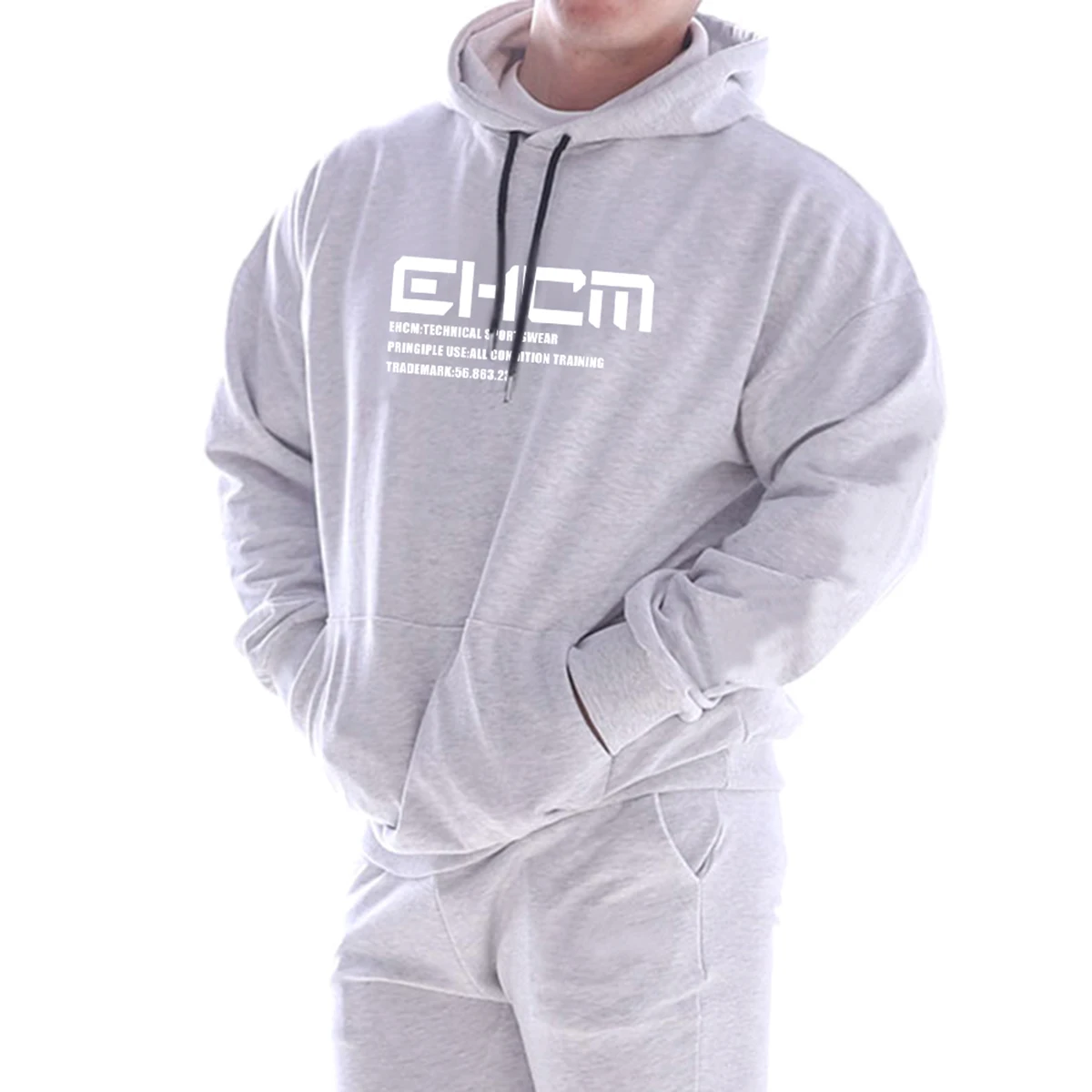 

2 Pieces Sport Casual Suit Set Men\u2019 s Letter Print Long Sleeve Hooded T-Shirt and Solid Color Pants Autumn Khaki Black Gray