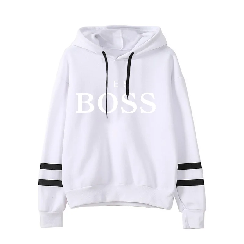

2019 New Women Causal Letter BOSS Printed Hooded Long Sleeve Pullover Sweatshirt