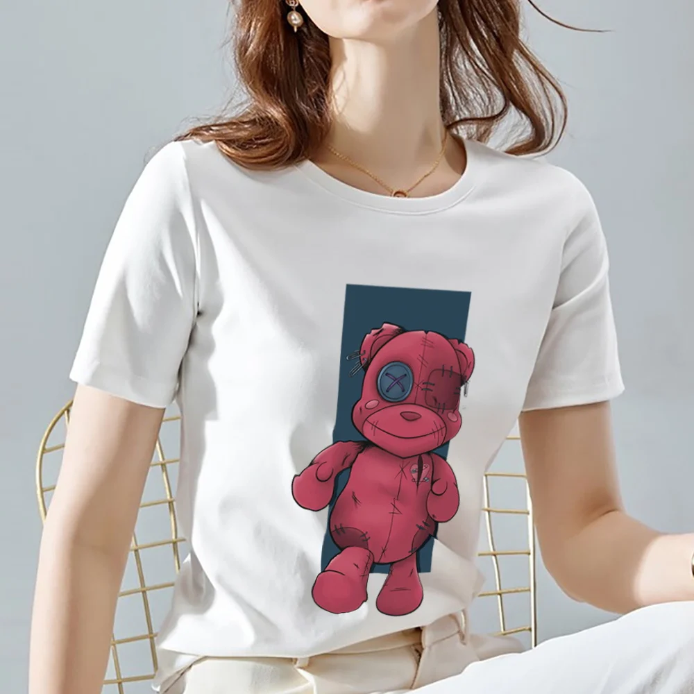 

Summer Personality Fashion Women's Cartoon Teddy Bear T-shirt Comfortable and Soft T-shirt Street O-neck Ladies Short Sleeves