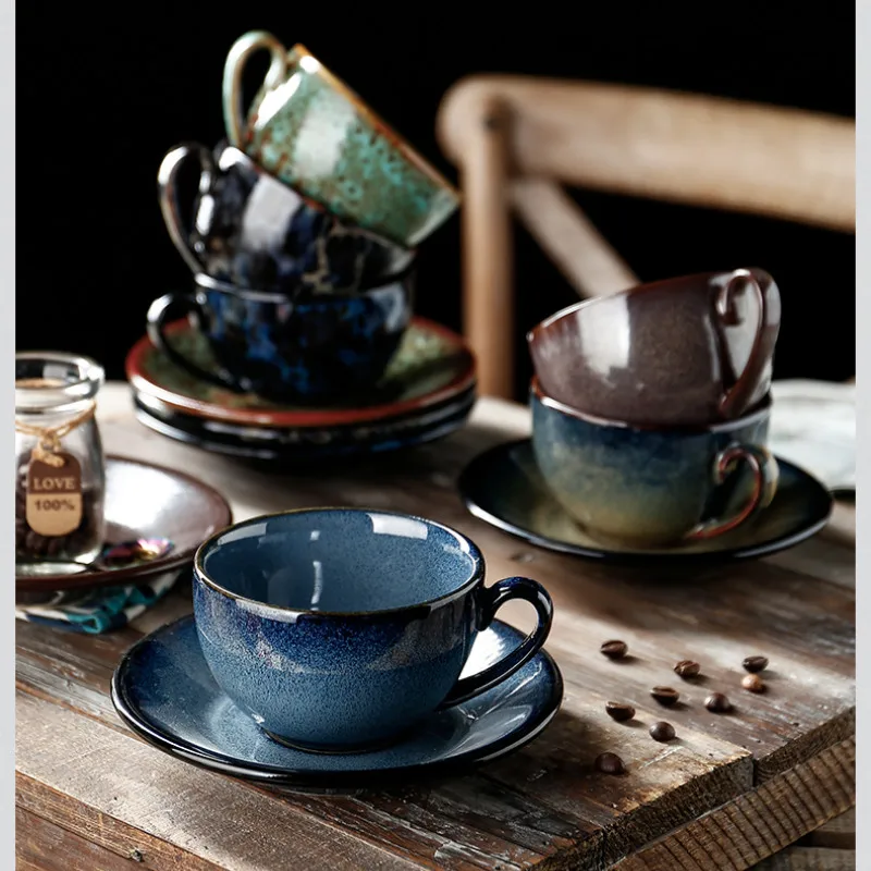 

Ceramic Blue Lattle Coffee Cup European Small Luxury Porcelain Hand Painted Marble Tea Cup Bardak Textured Porcelain Cup II50BYD