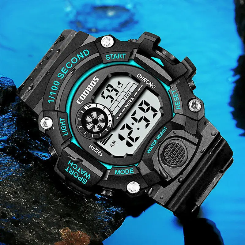 

Men's Korean-Style Cool Fashion Junior and Middle School Students Waterproof Luminous Alarm Clock Youth Domineering Electronic
