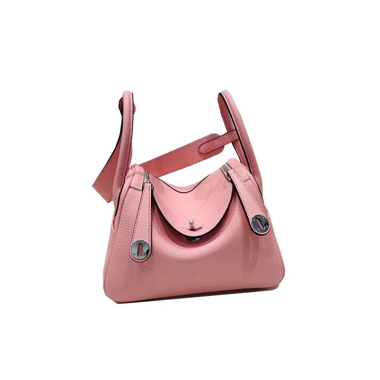 

Pink Genuine Leather Single Shoulder Bag Purses and Handbags Luxury Designer Tote Bags for Women