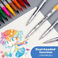 121824 colors dual tip marker pen watercolor brush pens fineliner tip for art coloring sketching calligraphy manga art supply