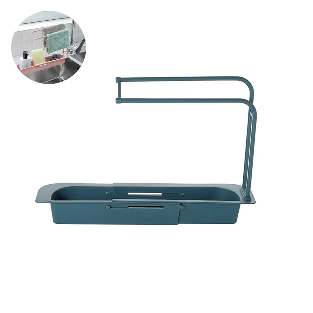 

Telescopic Sink Shelf Soap Sponge Drain Rack Storage Basket Faucet Holder Adjustable Bathroom Holder Sink Kitchen Accessories