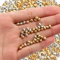 200 600pcslot 5mm gold color silver plated ccb loose beads round stripe seed spacer beads for jewelry making diy accessories