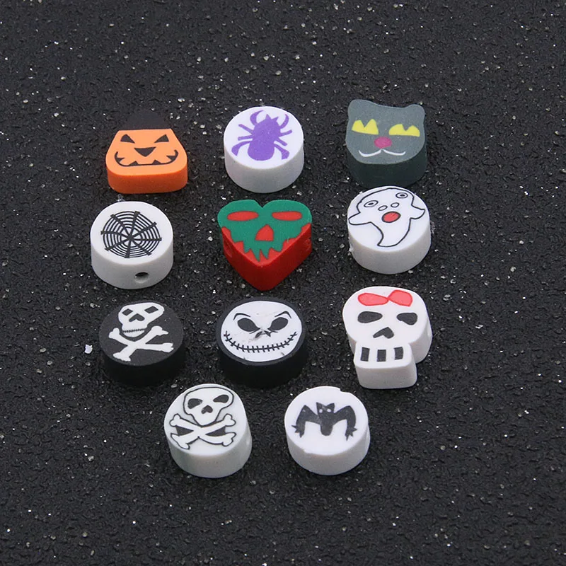 

Бусины для Хэллоуина мягкие керамические, 11 видов, 30 шт.