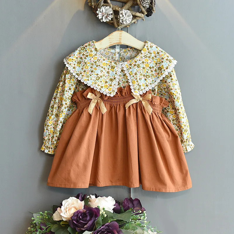 

Spring Autumn Girls' Denim Clothing Sets Lace Floral Shirt Suspender Skirt Casual Children Clothing Baby Kids Clothes Suit