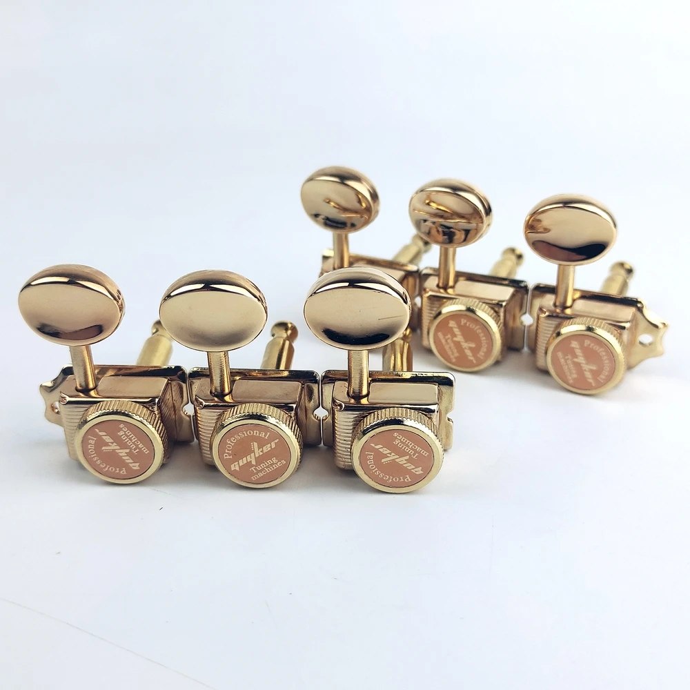 

Guyker Vintage Guitar Lock String Tuners (6R) Locking Tuning Key Pegs Machine Heads Replacement Parts for ST TL Style Gold