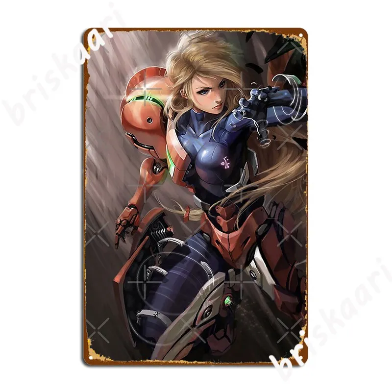 Zero Suit Samus Out Of The Varia Suit Metal Sign Garage Decoration Create Cave Pub Wall Cave Tin Sign Posters